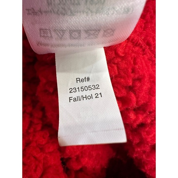 Eddie Bauer Plush Camp Suit Hooded Jumpsuit Sz L Sherpa Fleece Red Teddy Bear - Picture 12 of 15